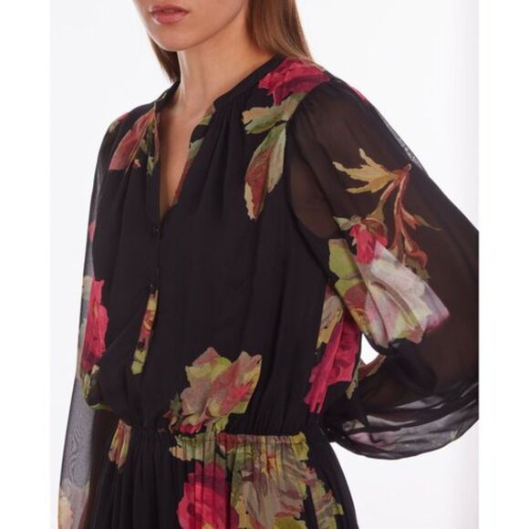 The Kooples Floral Voile Maxi Dress - Black Size 1/ US Small “defects:" - Picture 4 of 12